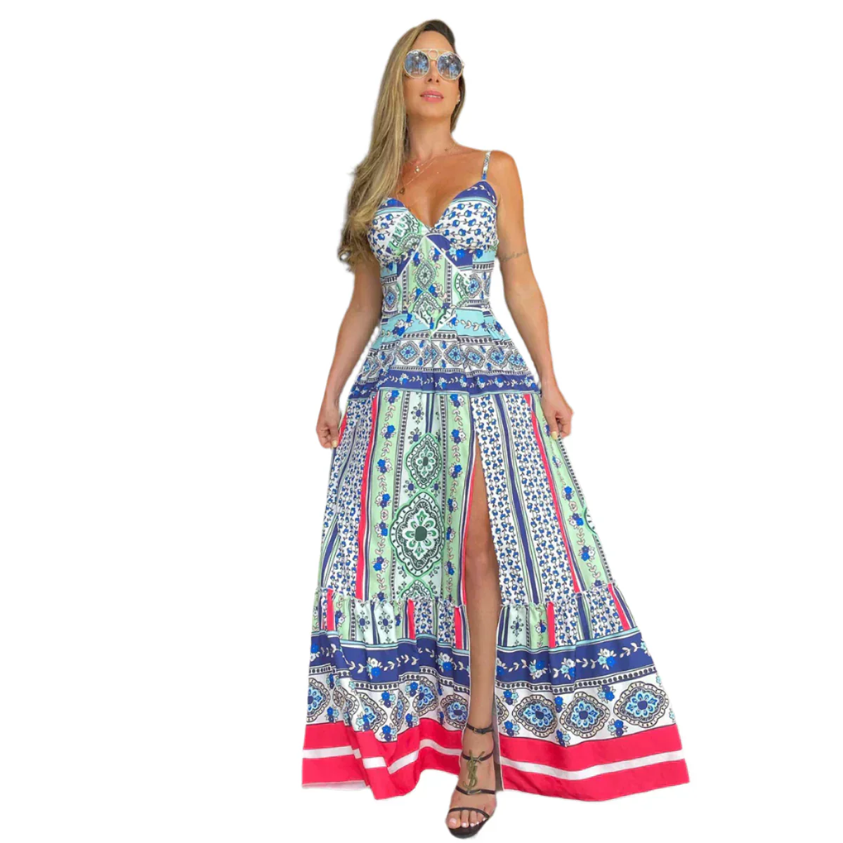 Rionette – Bedrucktes Sommer-Maxikleid mit Spaghettiträgern - Image 4
