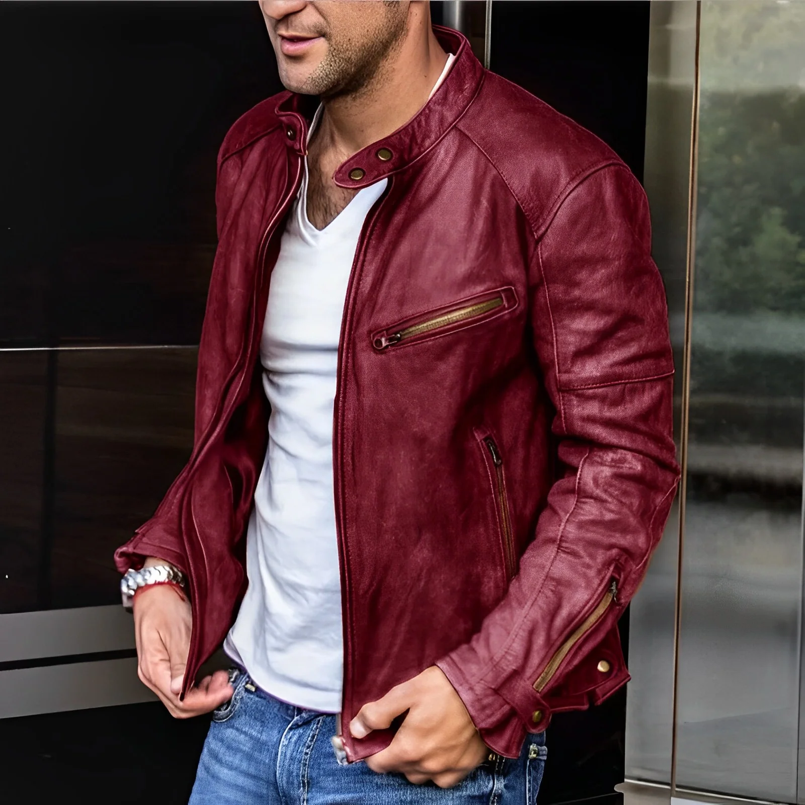 River Biker Lederjacke für Männer - Image 2