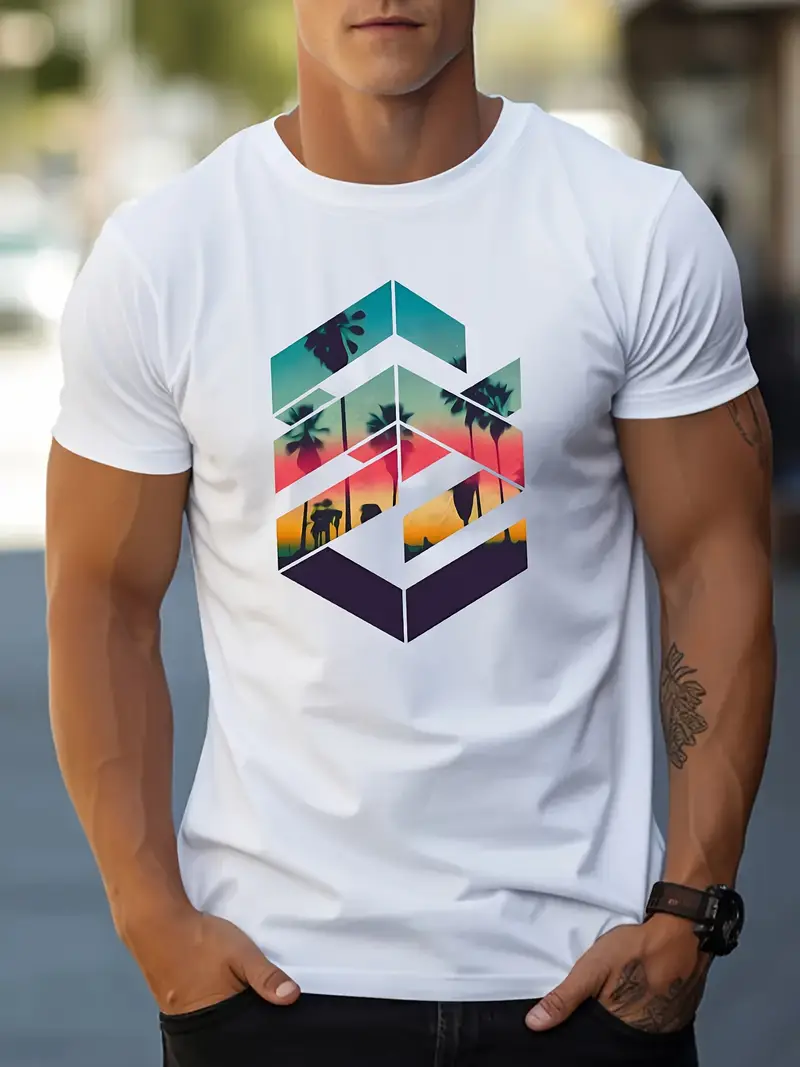 Roberto- Bedrucktes kurzärmliges Sommer T-Shirt für Herren - Image 2