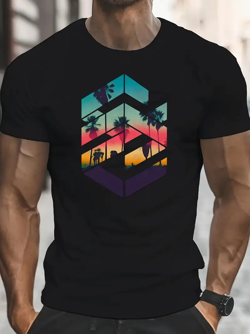 Roberto- Bedrucktes kurzärmliges Sommer T-Shirt für Herren - Image 3