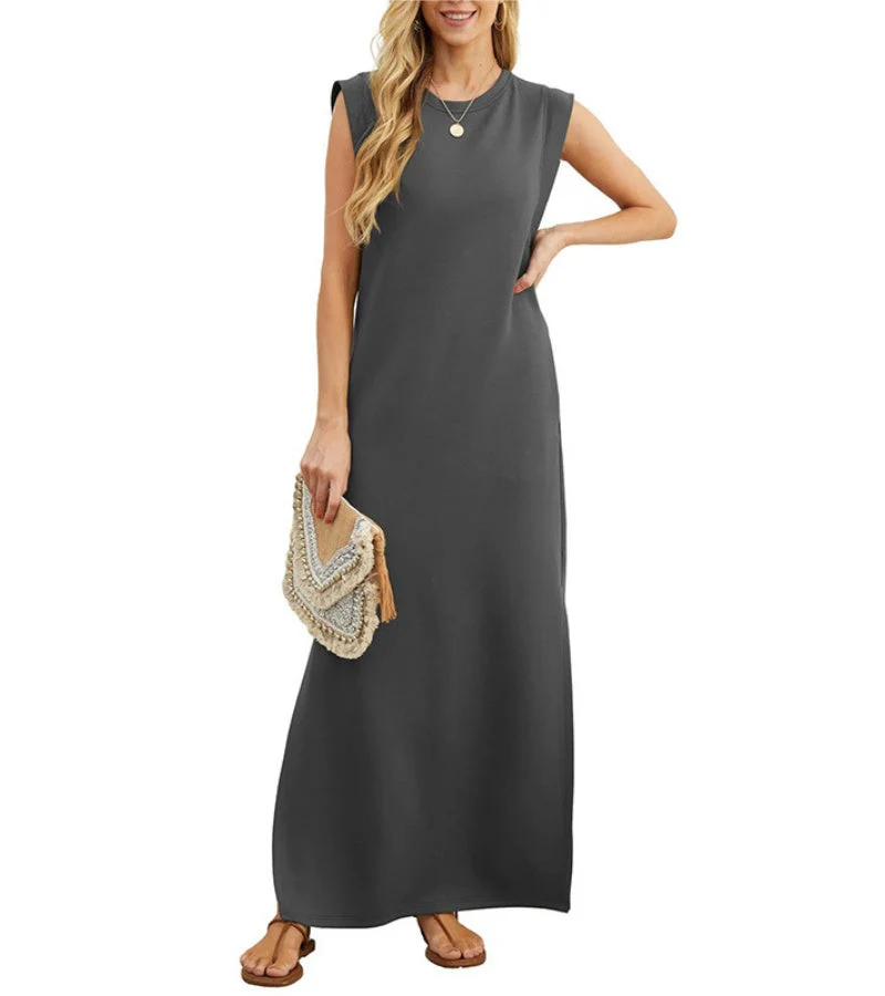 Romaisa | Lässiges langes Kleid mit Schlitz und bügelfrei - Image 2