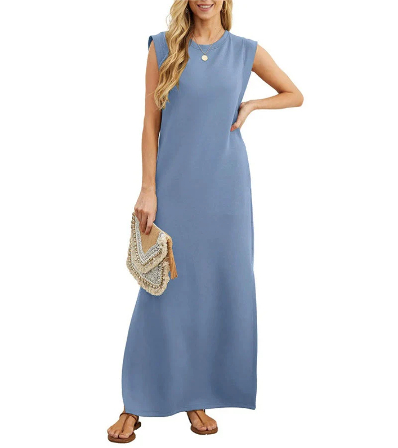 Romaisa | Lässiges langes Kleid mit Schlitz und bügelfrei - Image 6
