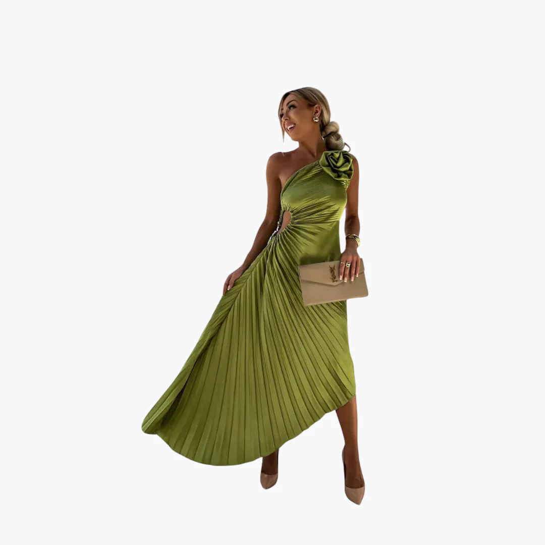 Romantisches Midikleid für Damen – 3D Blumenapplikationen - Image 3