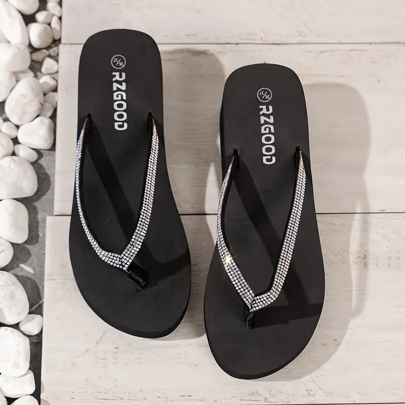 Romilda – Damen-Plateau-Flip-Flops mit Strasssteinen - Image 2