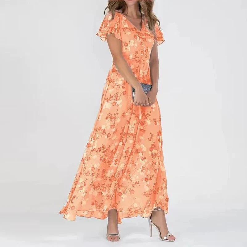 Romilly – Chiffon-Maxikleid mit Flügelärmeln und Blumenmuster - Image 4