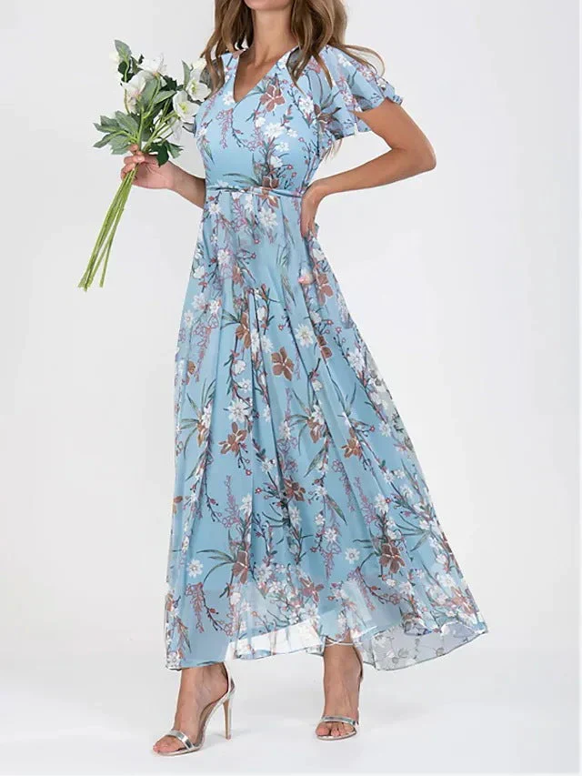 Romilly – Chiffon-Maxikleid mit Flügelärmeln und Blumenmuster - Image 5