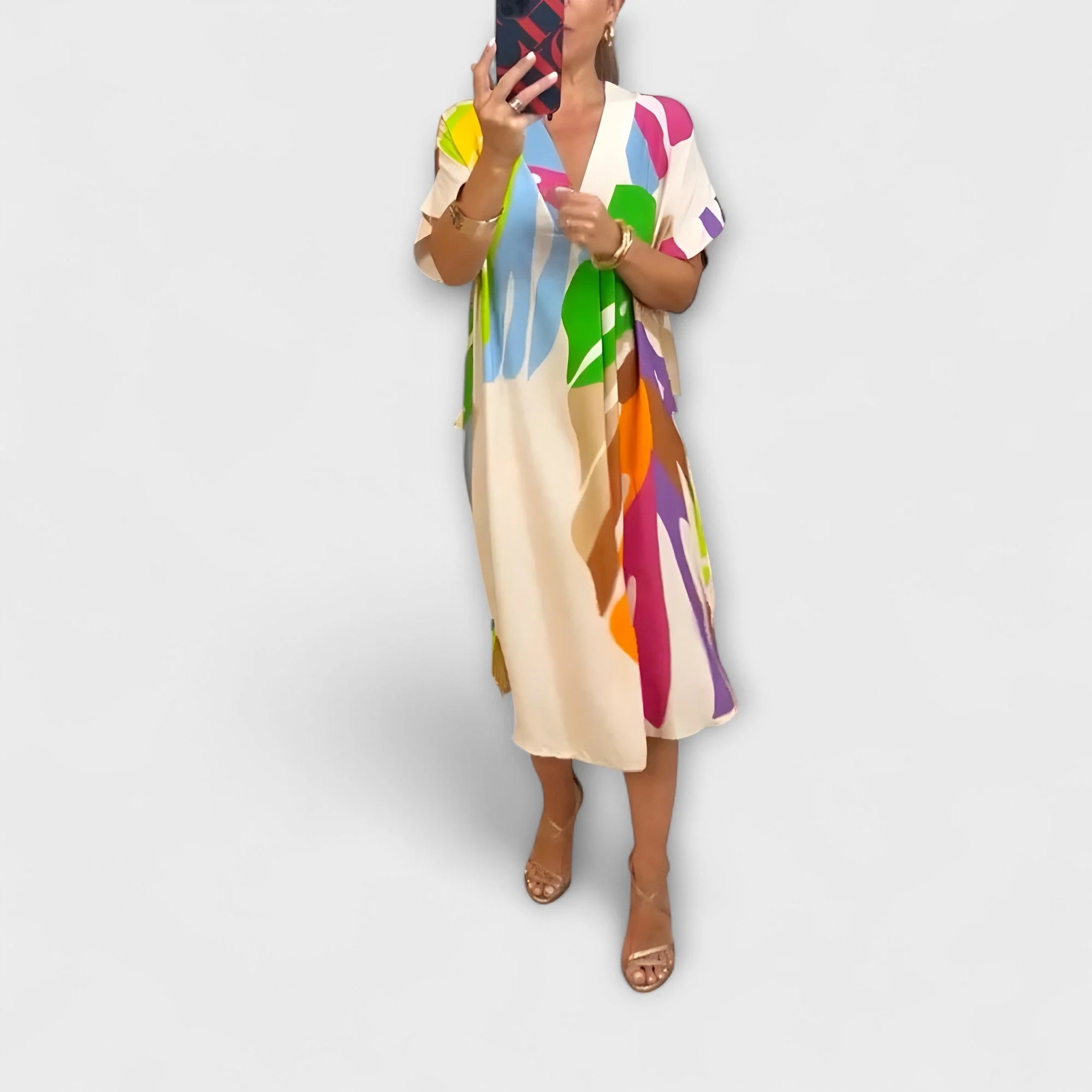 Roos - Lässiges Kleid mit Bunter Blätterdruck - Image 2