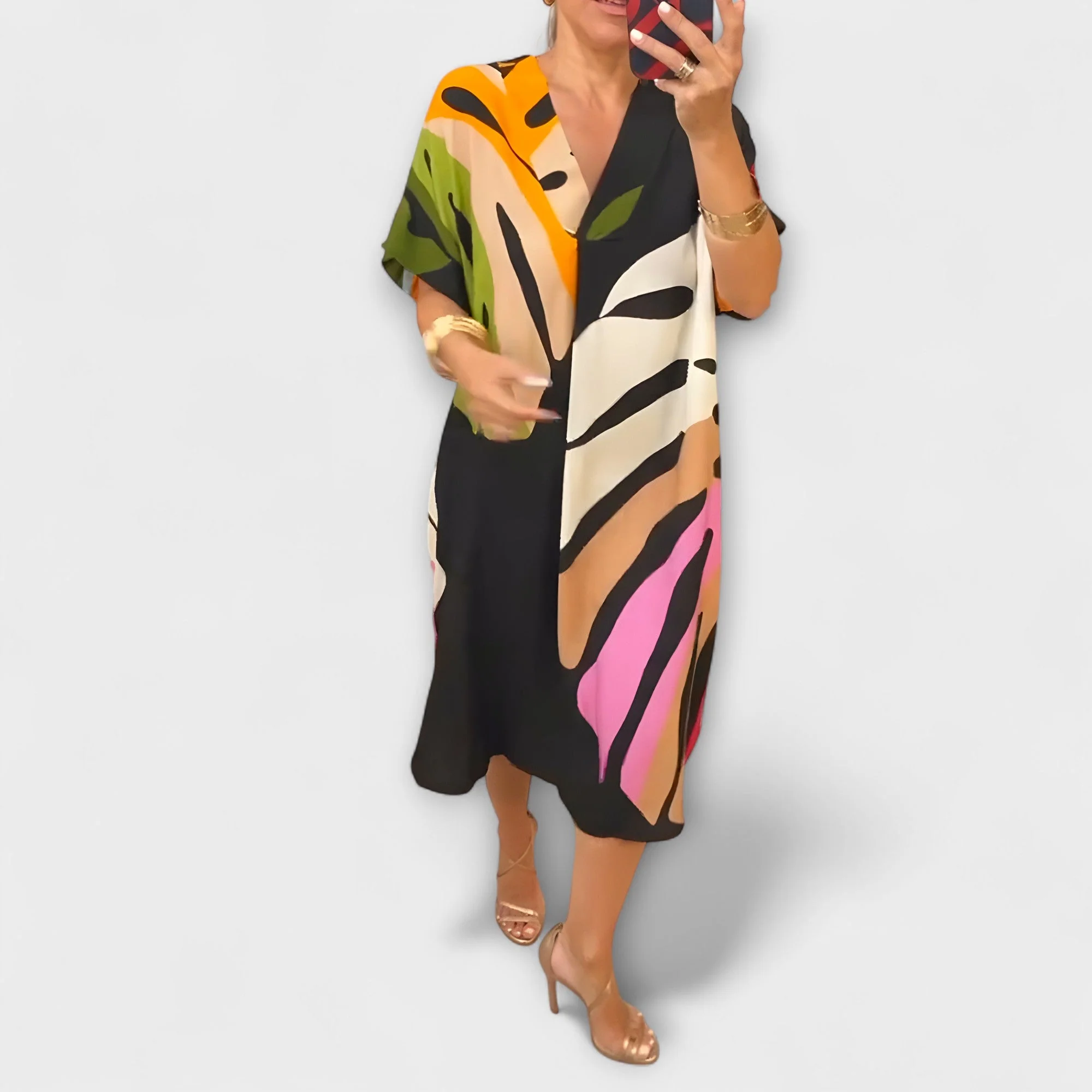 Roos - Lässiges Kleid mit Bunter Blätterdruck - Image 3