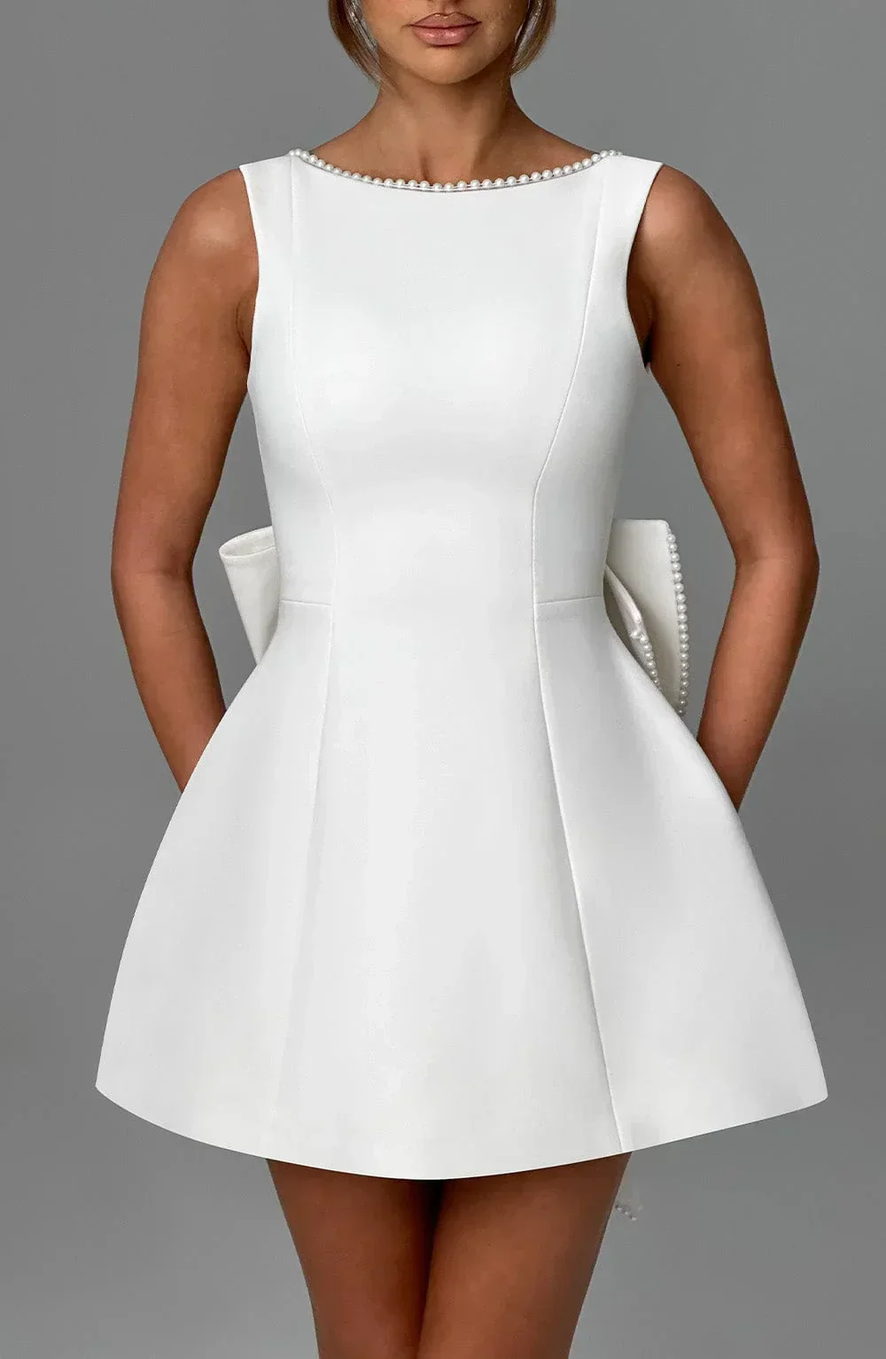 Sabrina | Damen Rosa Ärmelloses A-Linien Minikleid Perlenbesatz – Mini Perlen 2026 - Image 26