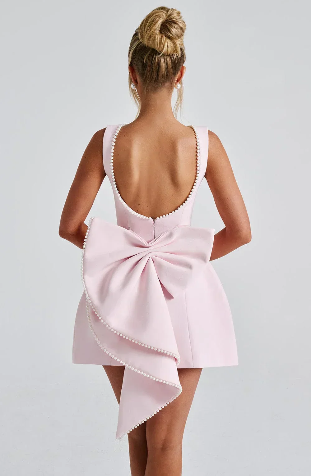 Sabrina | Damen Rosa Ärmelloses A-Linien Minikleid Perlenbesatz – Mini Perlen 2026 - Image 3