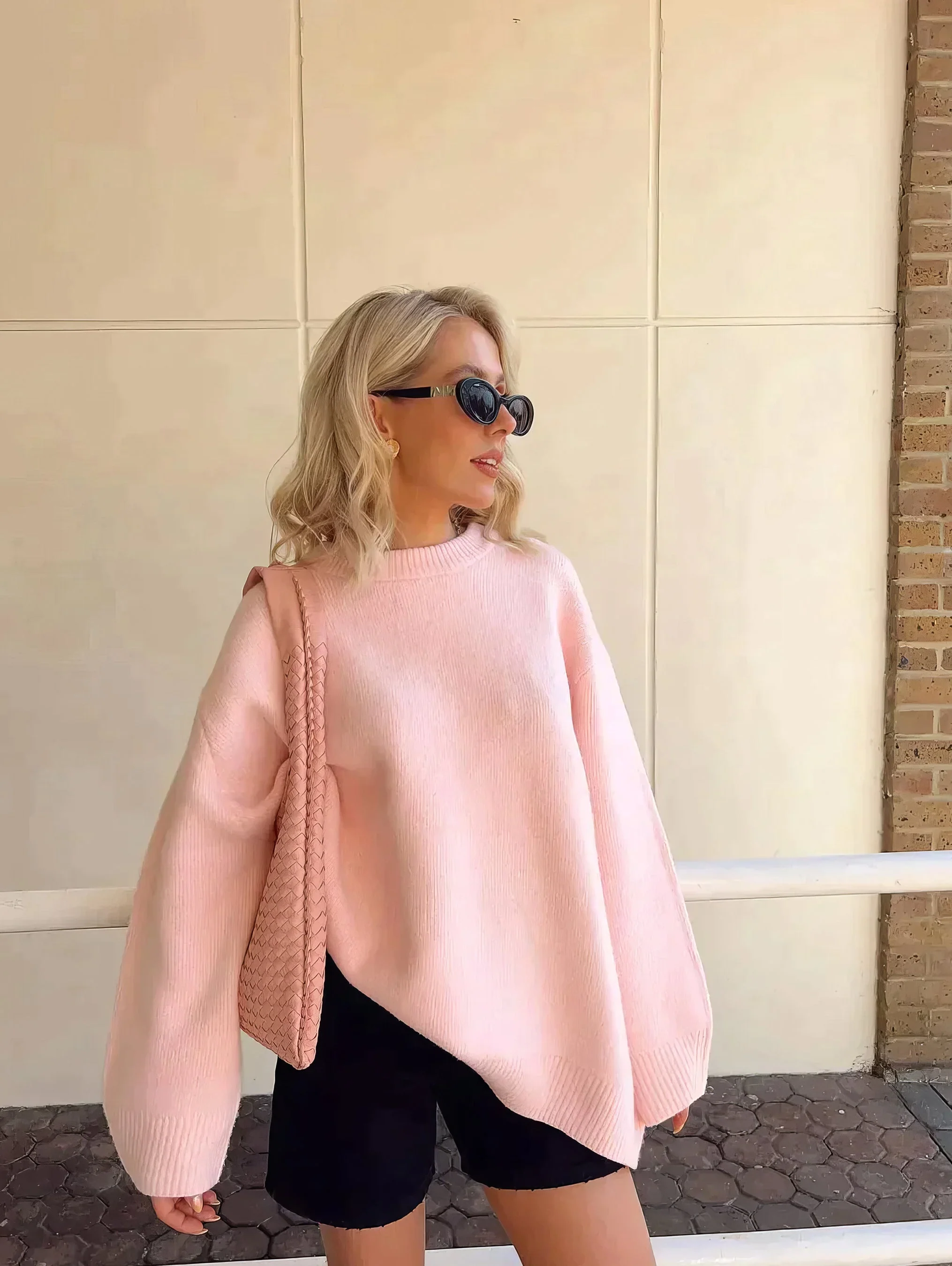 Rosa Pullover mit Rundhalsausschnitt für Damen - Image 3