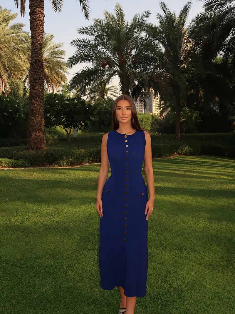 Rosamund | Elegantes Knopfdetail Ärmellos-Maxikleid – Zeitlose Klasse & Raffinesse - Image 3