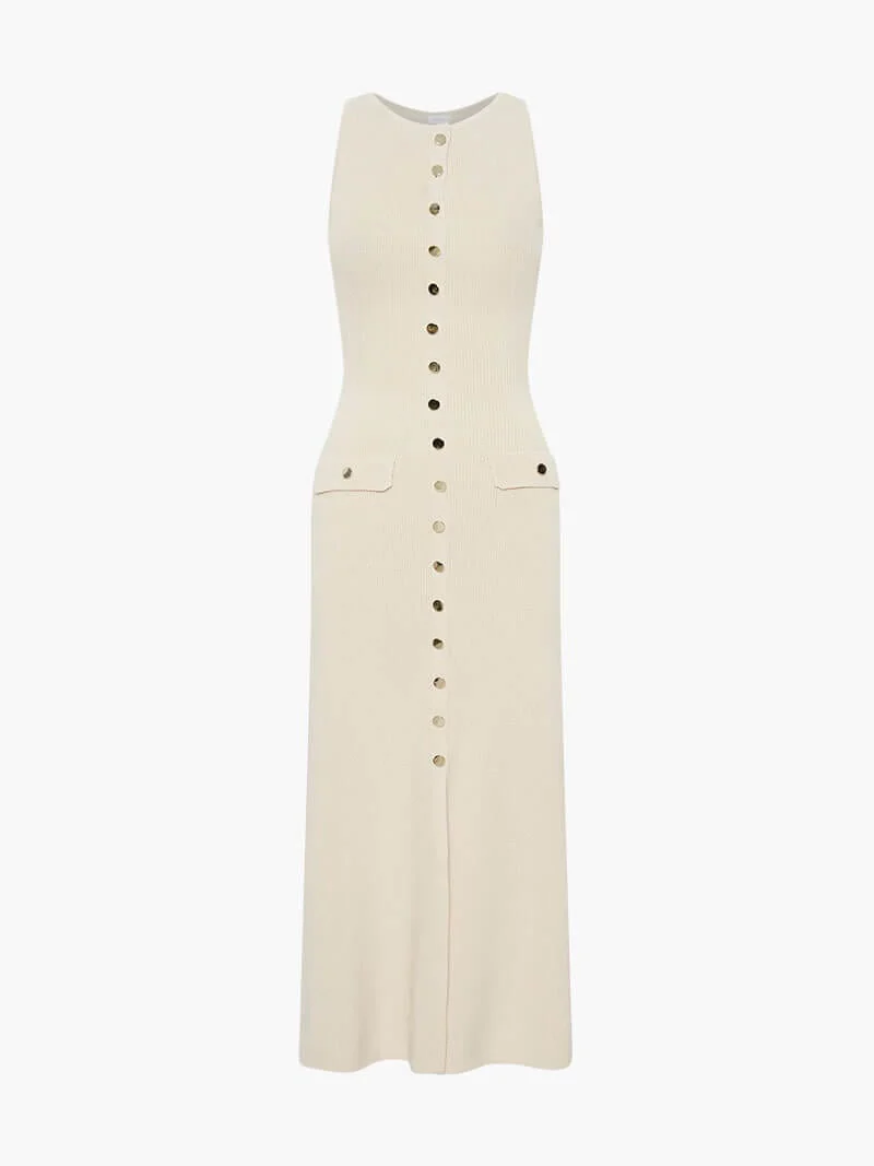 Rosamund | Elegantes Knopfdetail Ärmellos-Maxikleid – Zeitlose Klasse & Raffinesse - Image 4