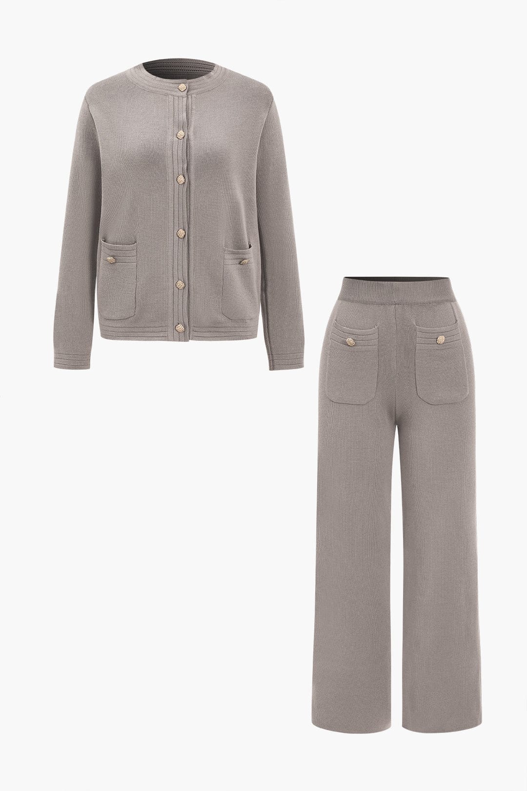 Rosina | Klassisches Strick-Zweiteiler-Set mit Cardigan & Wide-Leg-Hose - Image 7
