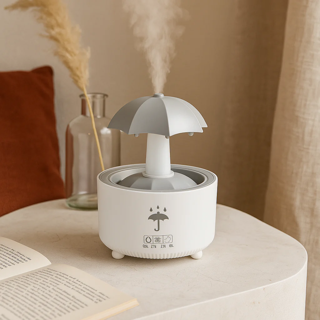 Rotierender Regenschirm-Wassertropfen-Luftbefeuchter mit bunten Nachtlichtern - Image 3