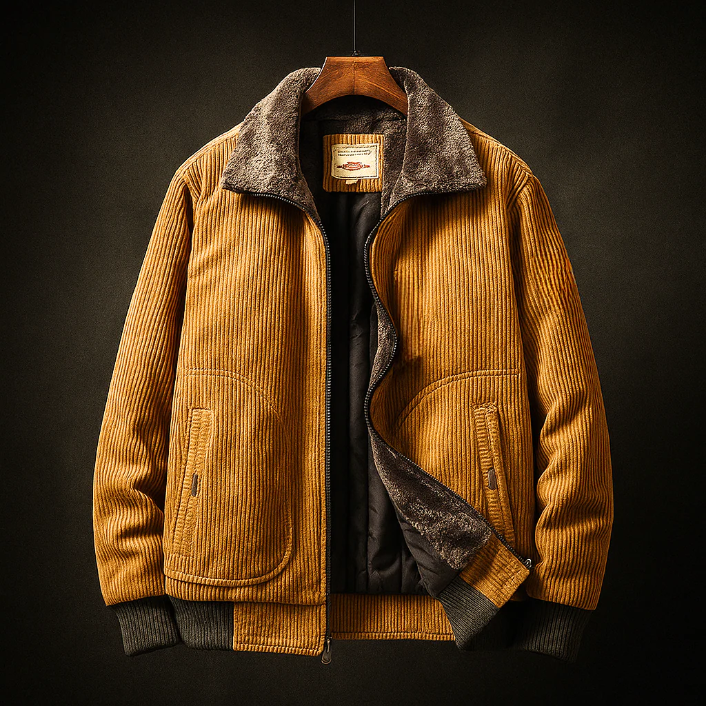 Rowan – Plush-Lined Corduroy Zip Jacket for Men - Image 3