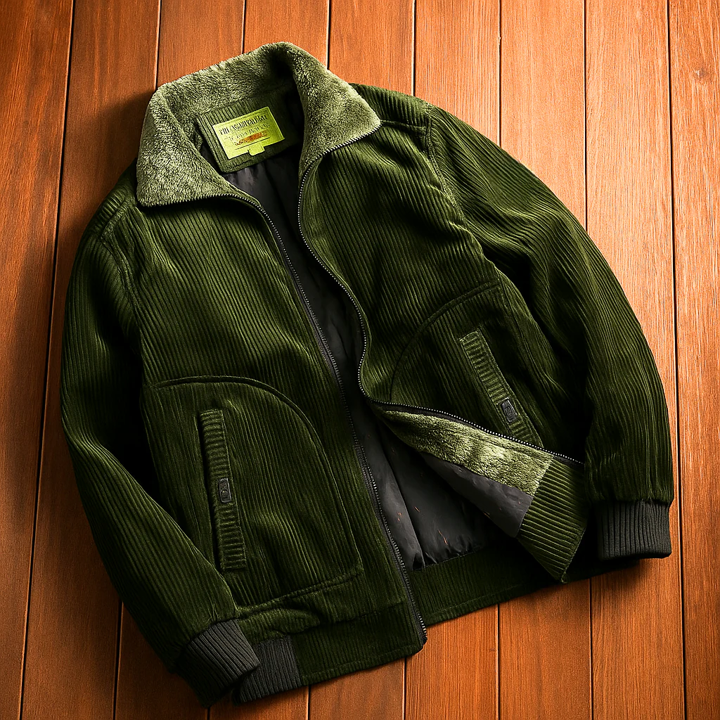 Rowan – Plush-Lined Corduroy Zip Jacket for Men - Image 5