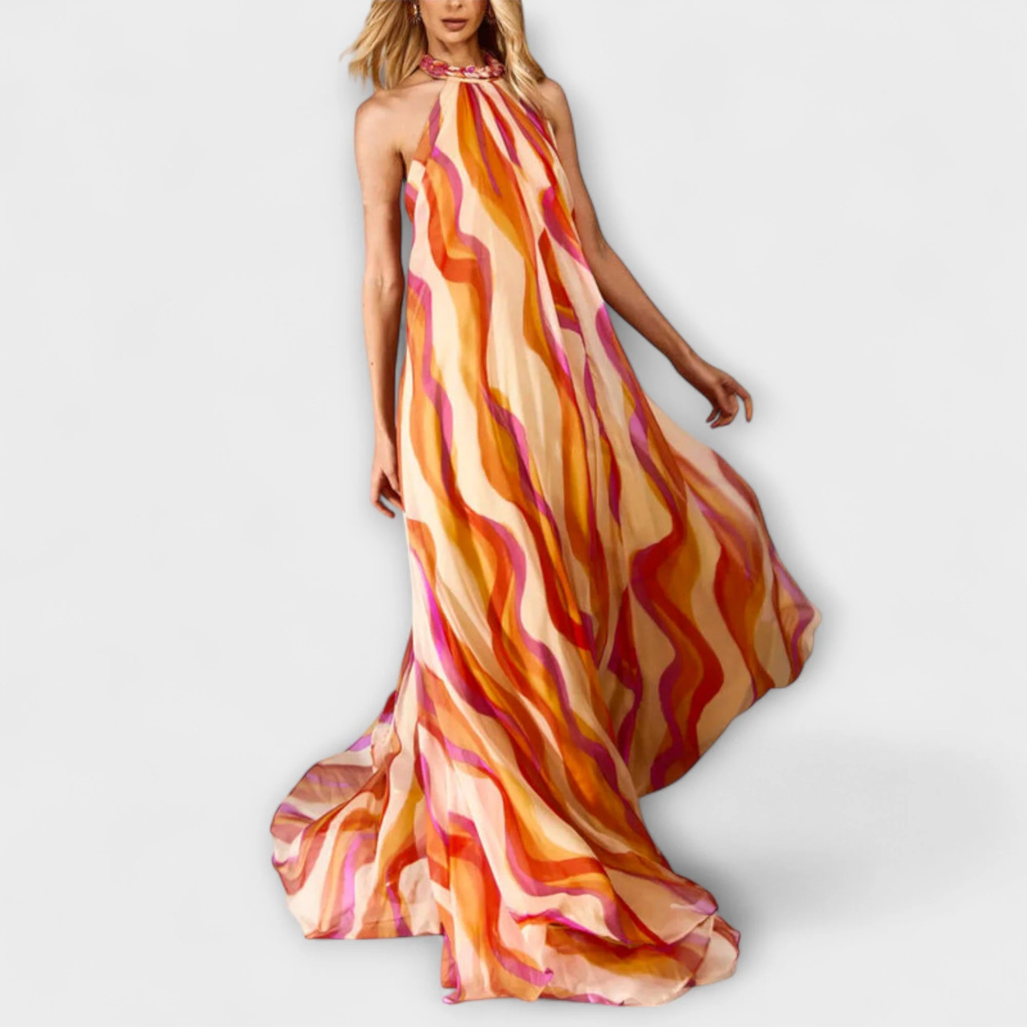 Rumi - Stilvolles Maxikleid mit Wellenmuster und geflochtenem Design - Image 2