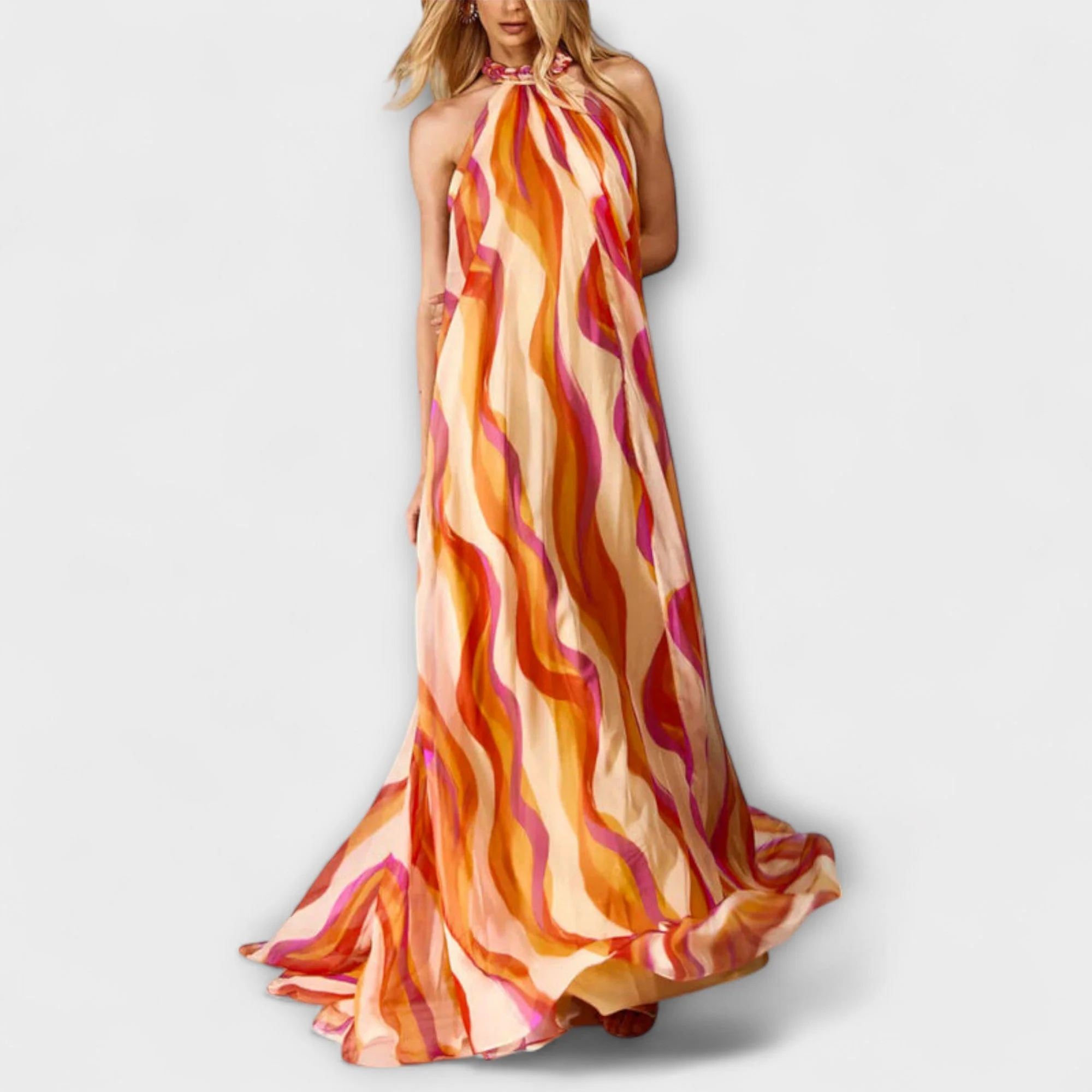 Rumi - Stilvolles Maxikleid mit Wellenmuster und geflochtenem Design - Image 3