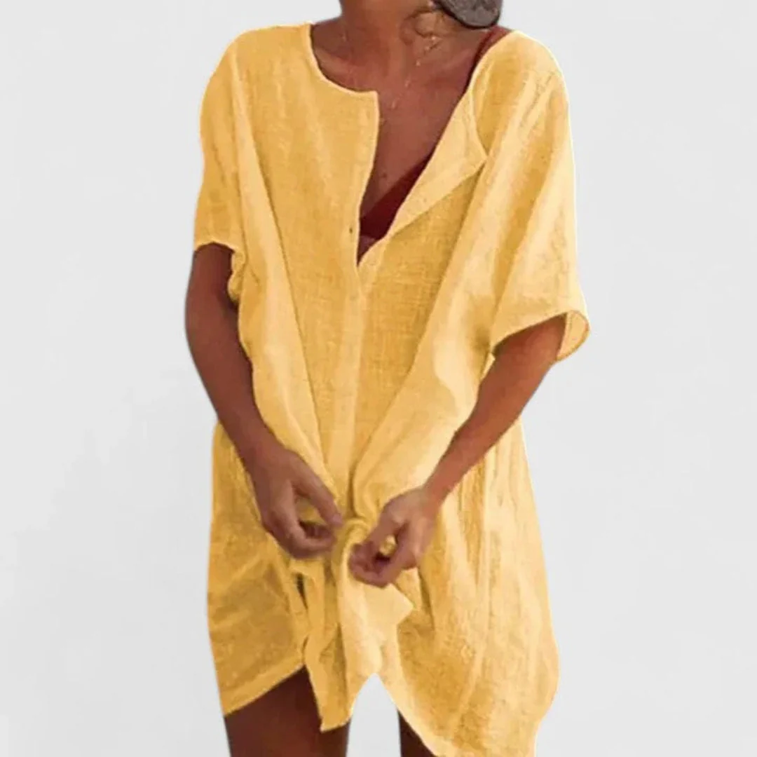 Sabina | Damen Lockeres Knopfleiste Shorts Strand Überwurf Kleid - Image 3