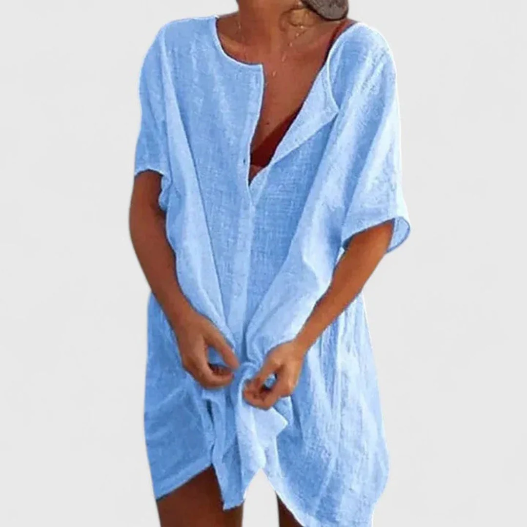 Sabina | Damen Lockeres Knopfleiste Shorts Strand Überwurf Kleid - Image 6