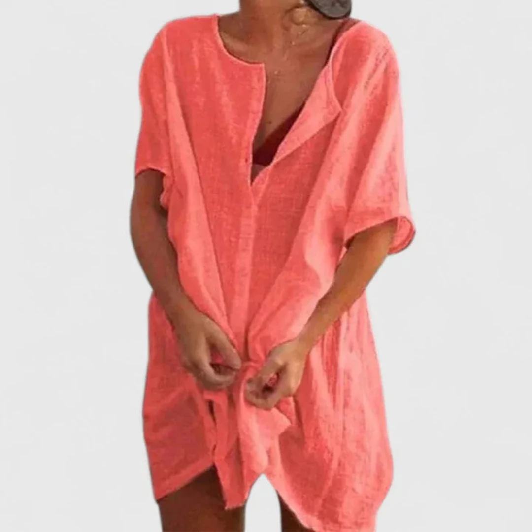 Sabina | Damen Lockeres Knopfleiste Shorts Strand Überwurf Kleid - Image 7