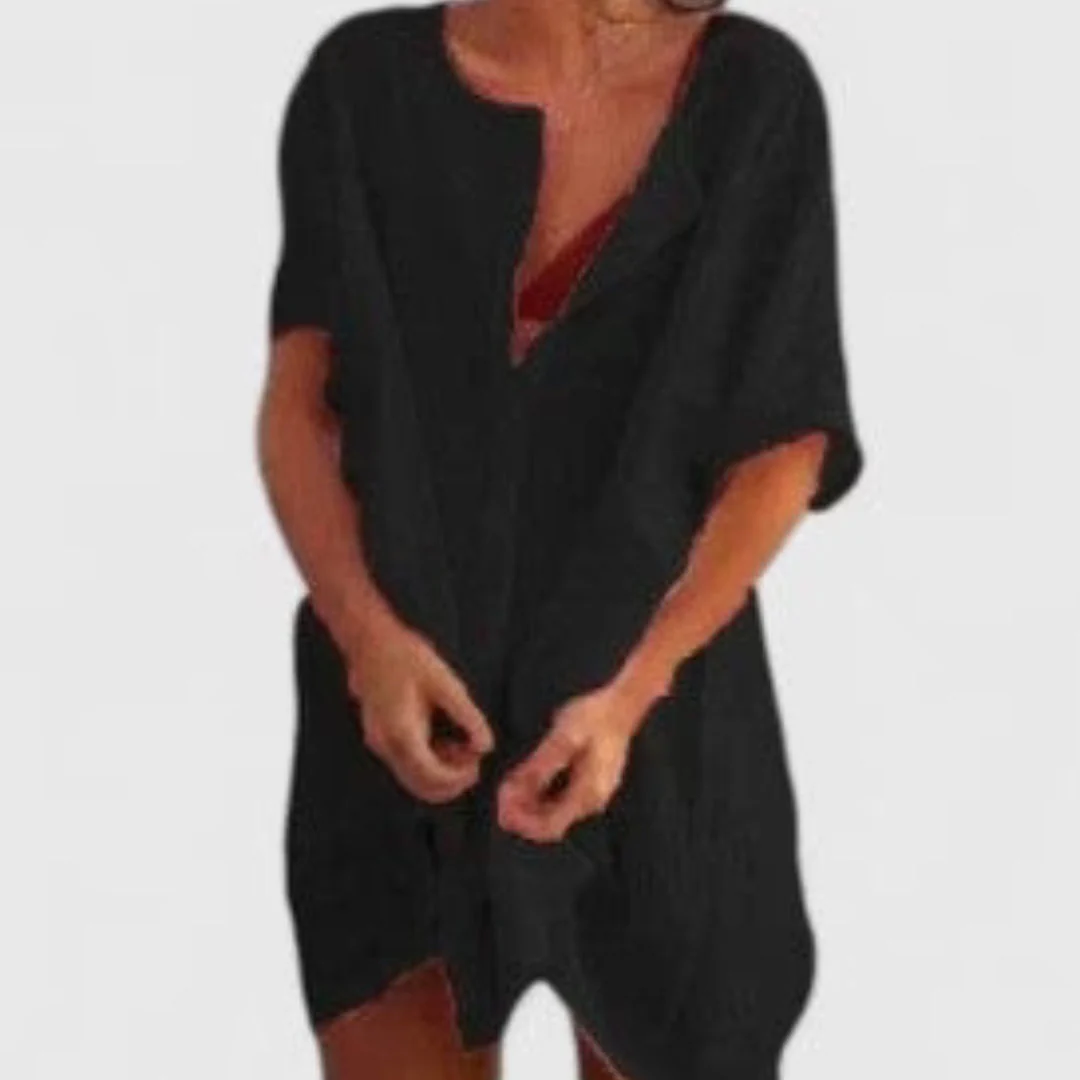 Sabina | Damen Lockeres Knopfleiste Shorts Strand Überwurf Kleid - Image 8
