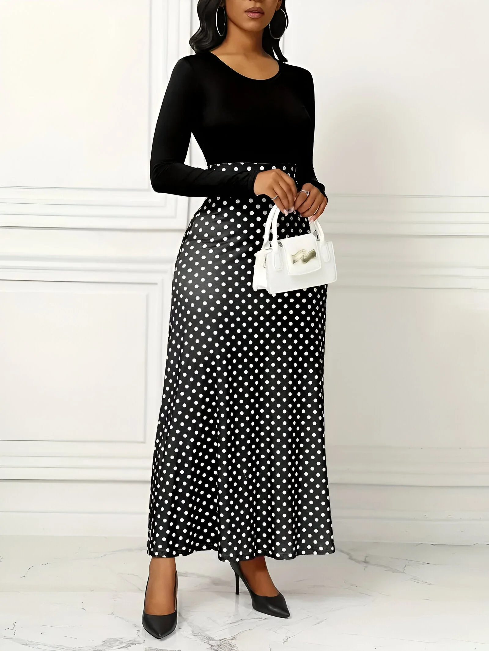 Sabine | Mühelos Elegantes Polka-Dot-Maxikleid - Image 3