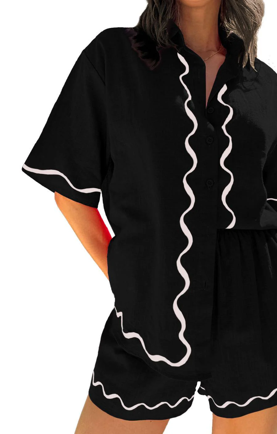 Samantha- Damen Set aus lässigem Kurzarm Oberteil - Image 7