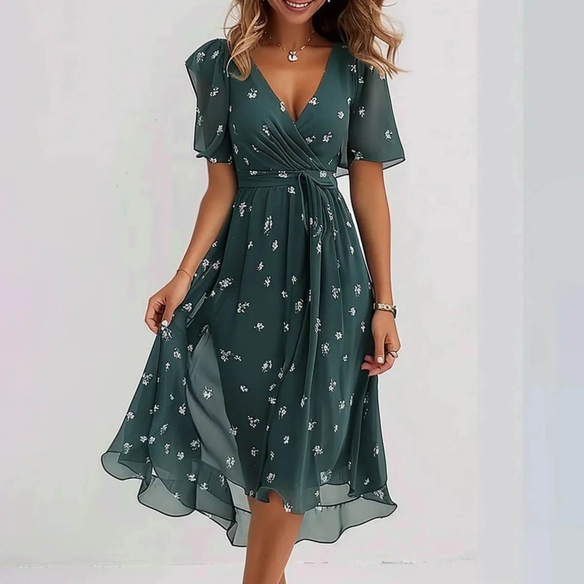 Samantha- Elegantes kurzärmeliges Kleid - Image 3