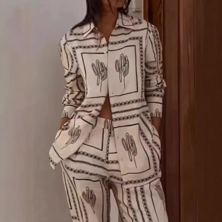 Sara- Damen Set aus lässiger Bluse und Hosen - Image 2