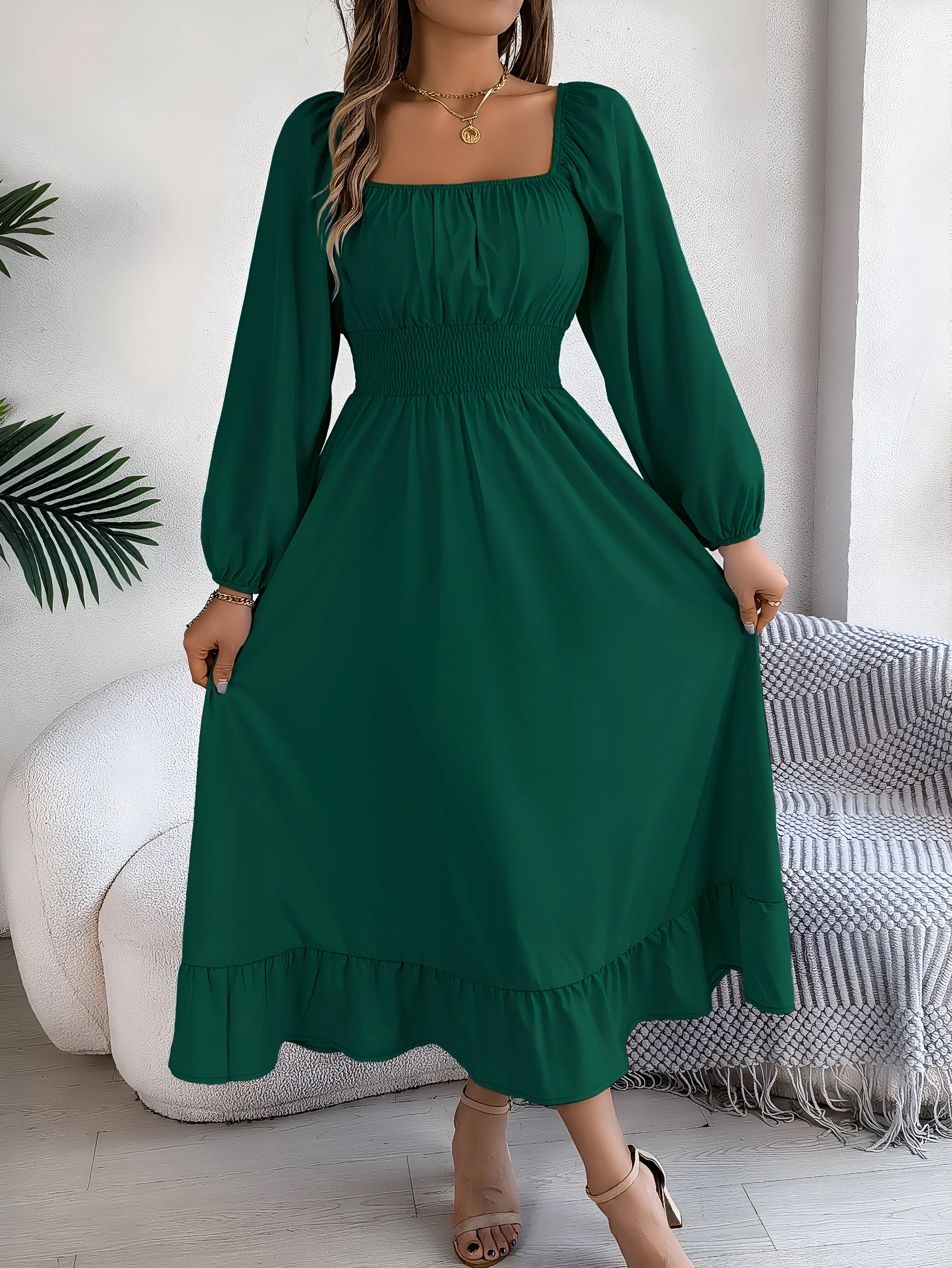 Sarah | Elegantes Hochtaillen-Brautjungfernkleid mit Rüschen - Image 10