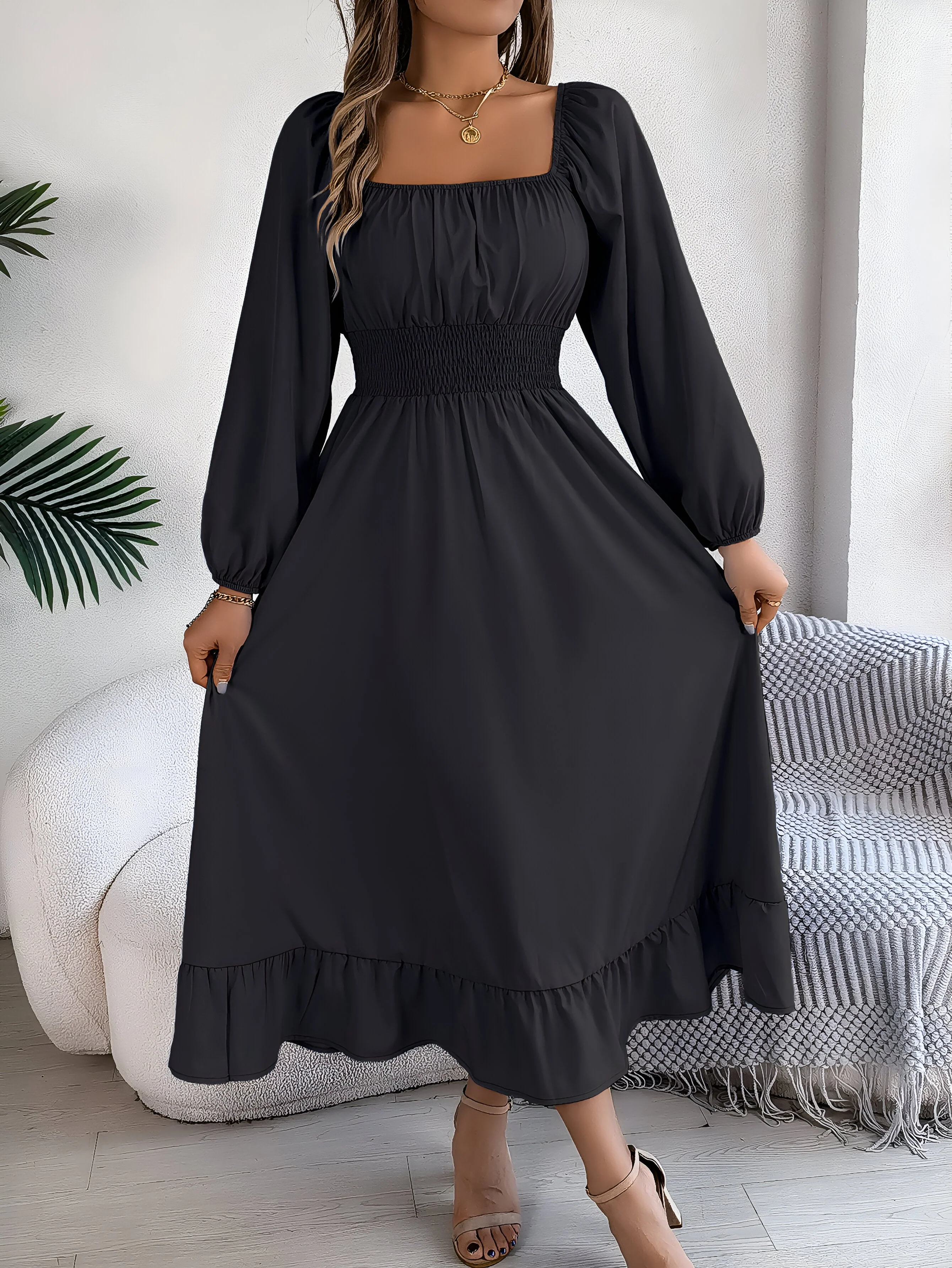 Sarah | Elegantes Hochtaillen-Brautjungfernkleid mit Rüschen - Image 3