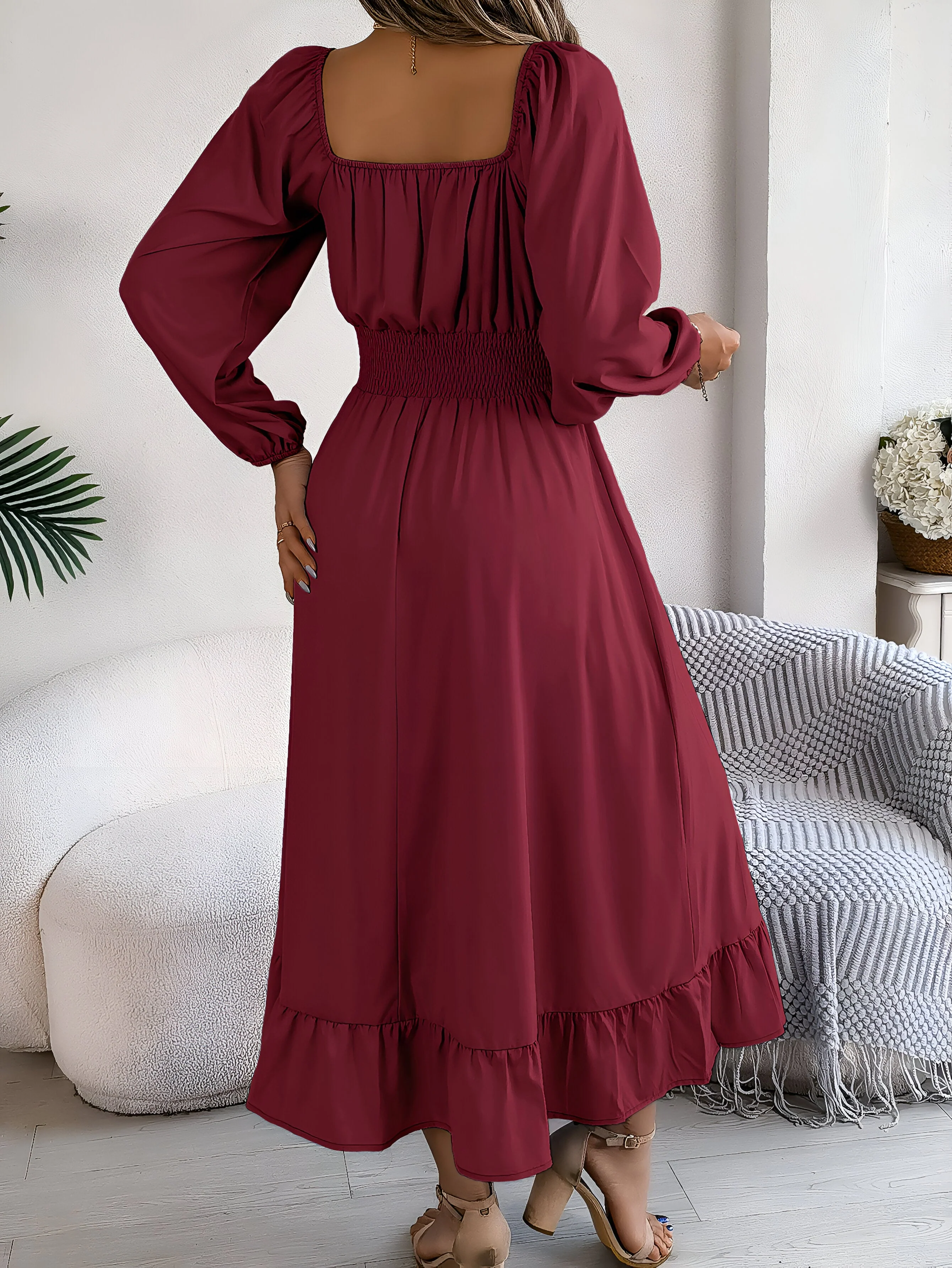 Sarah | Elegantes Hochtaillen-Brautjungfernkleid mit Rüschen - Image 4