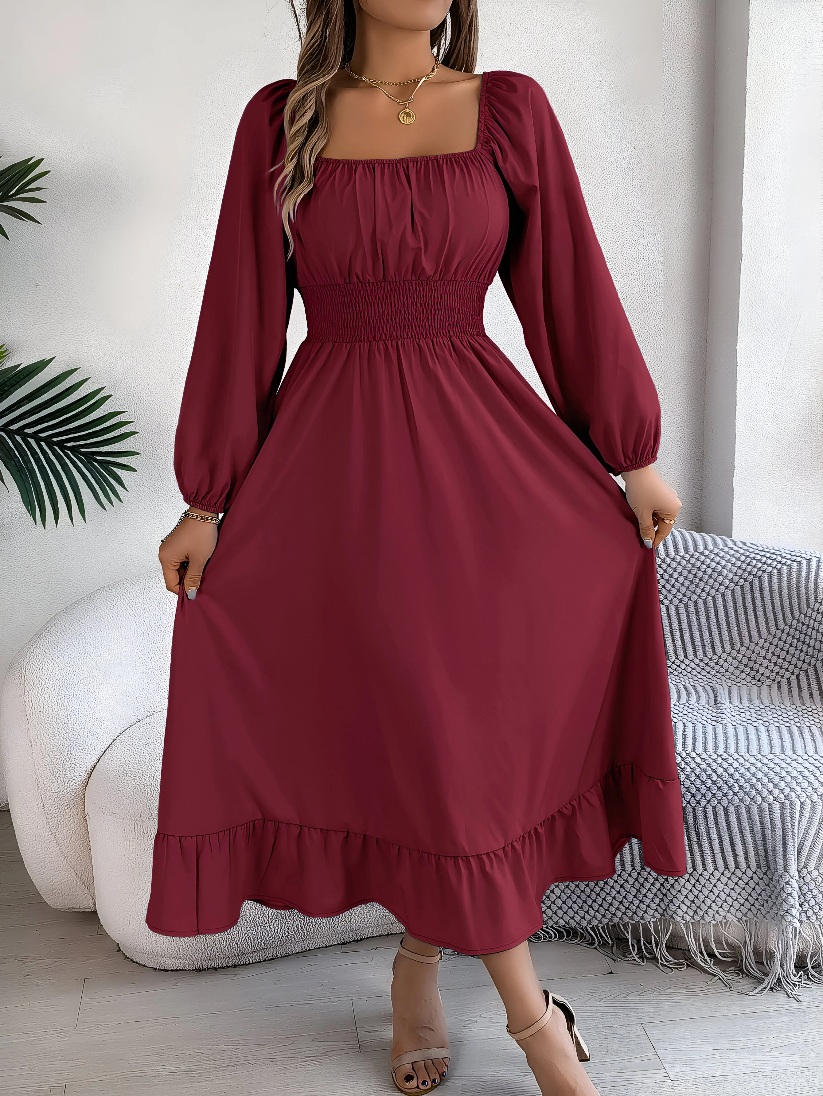 Sarah | Elegantes Hochtaillen-Brautjungfernkleid mit Rüschen - Image 6