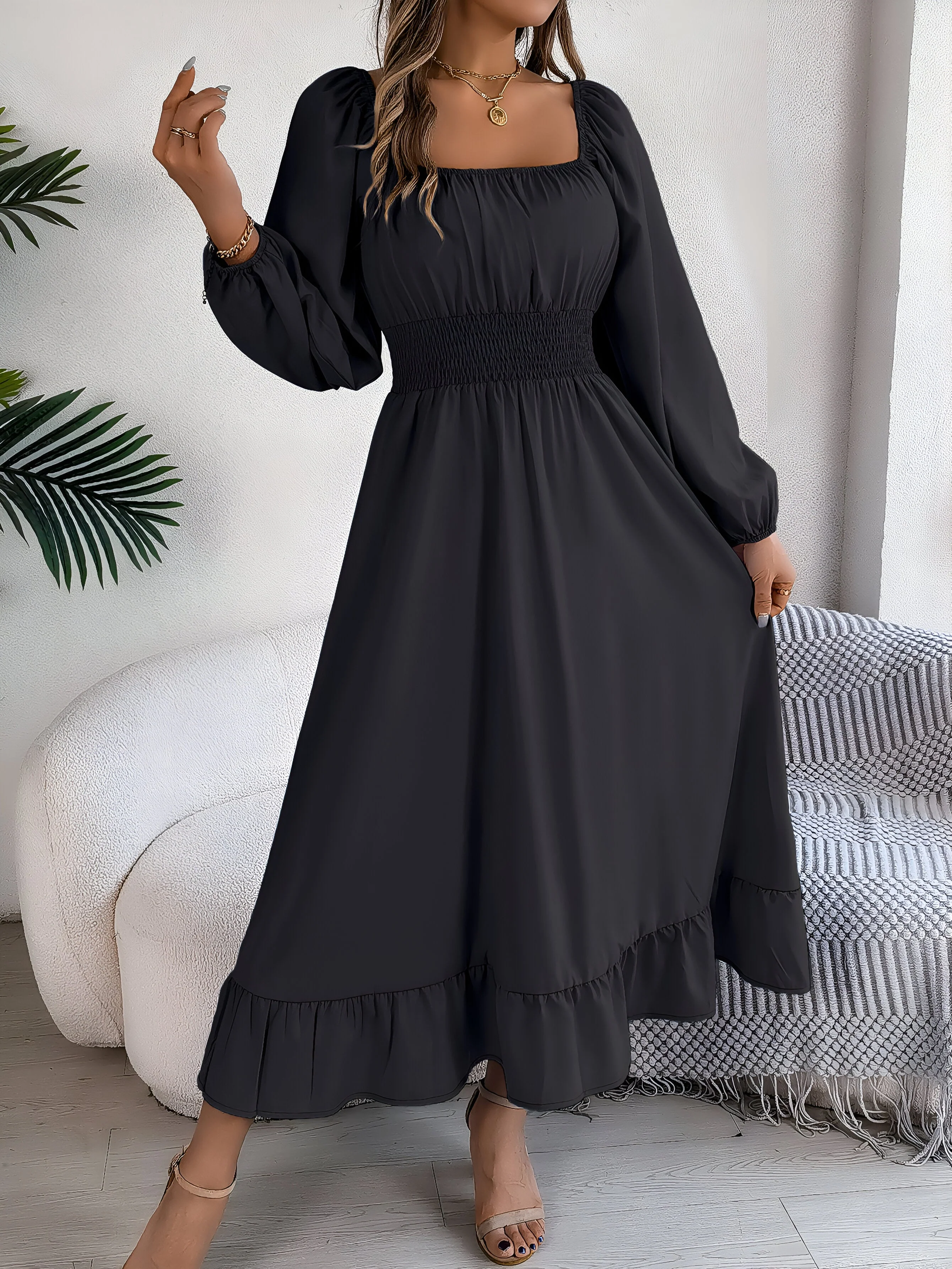 Sarah | Elegantes Hochtaillen-Brautjungfernkleid mit Rüschen - Image 7