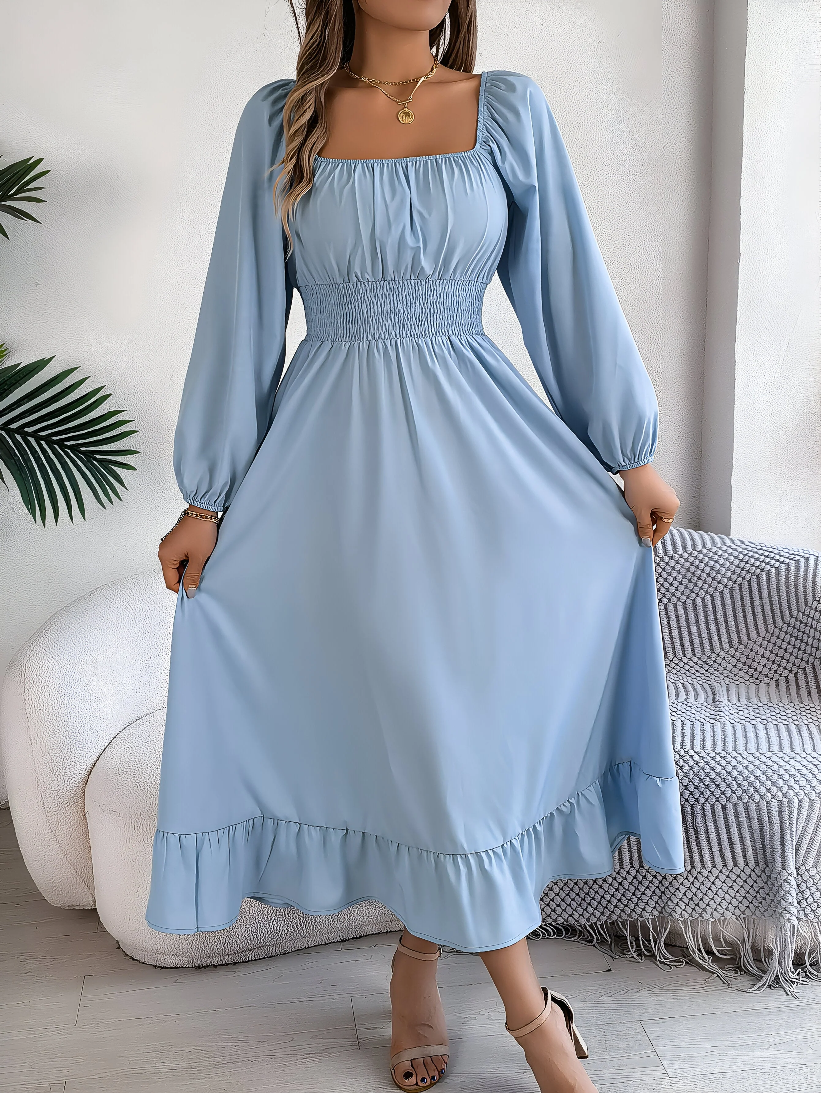Sarah | Elegantes Hochtaillen-Brautjungfernkleid mit Rüschen - Image 9