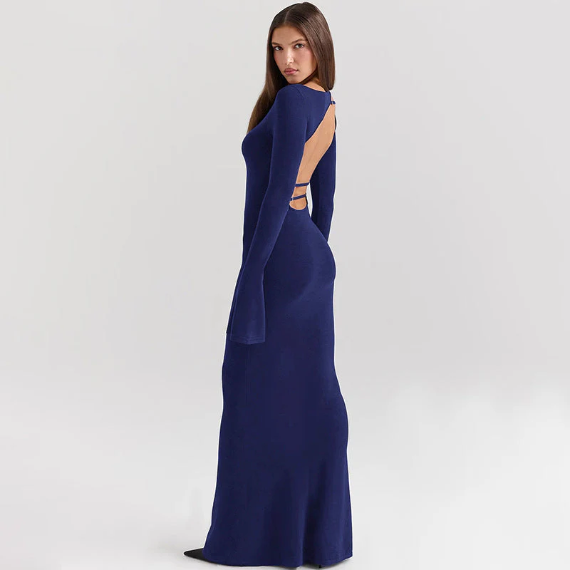 Sasha | Eng anliegendes langes Kleid mit entblößtem Rücken