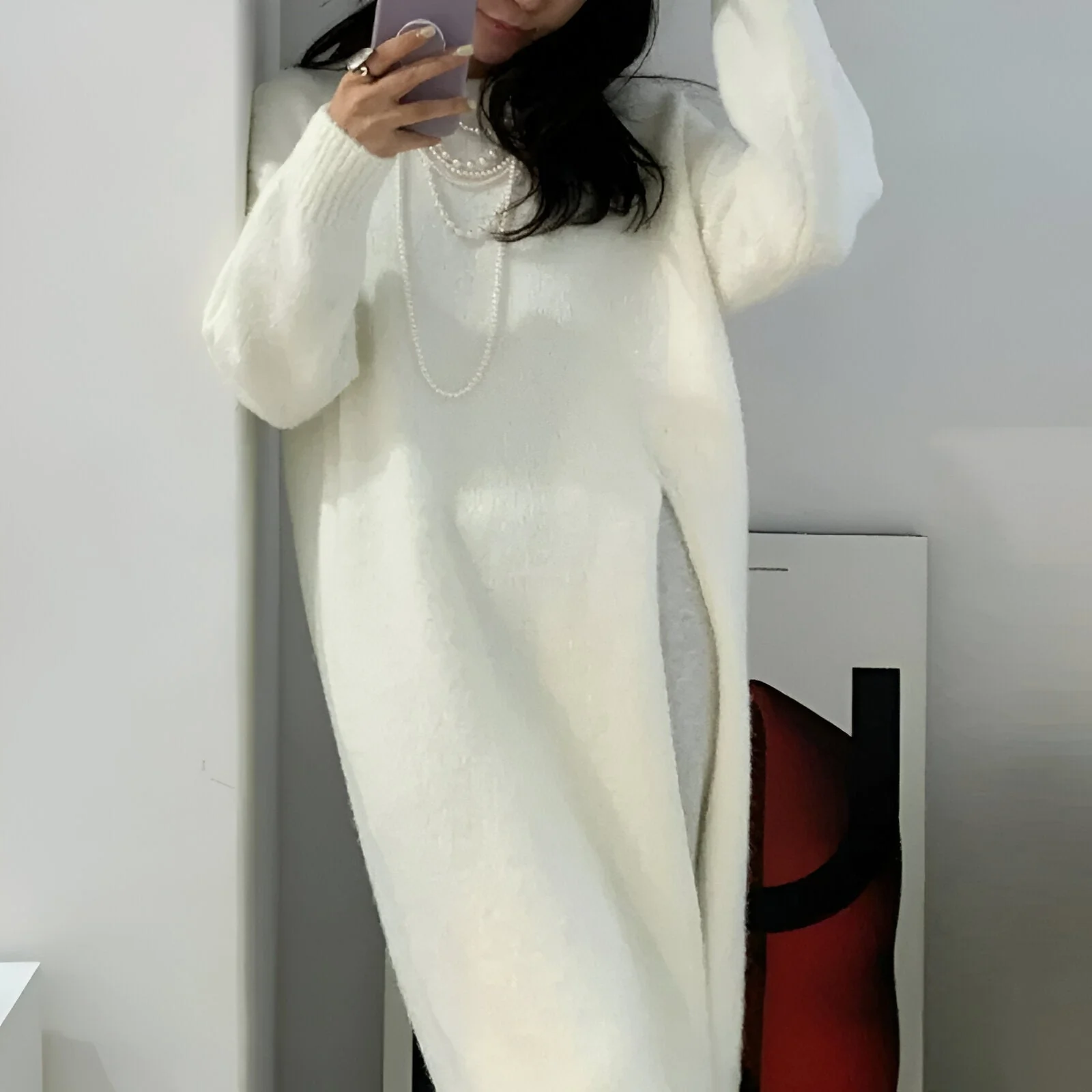 Saskia | Bequemes und stylisches Strickkleid mit V-Ausschnitt - Image 2