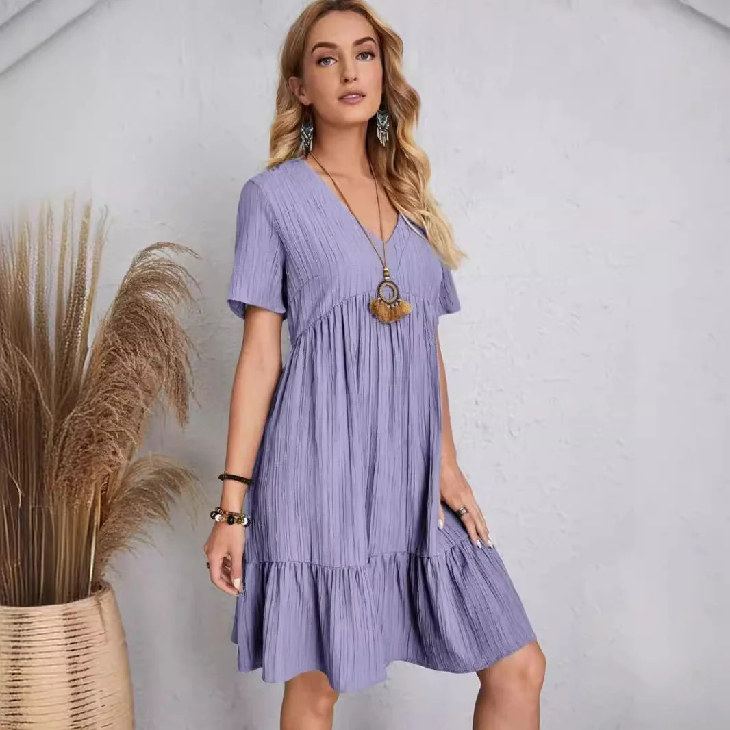 Saskia- Damen Sommerkleid mit Rüschendetails und V-Ausschnitt - Image 2