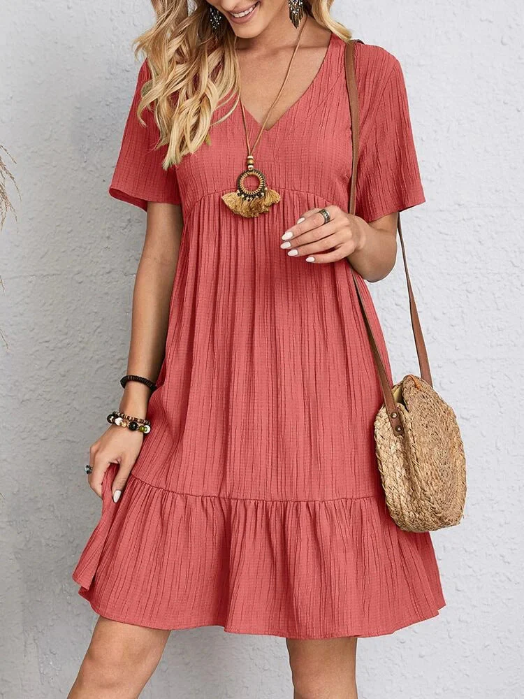Saskia- Damen Sommerkleid mit Rüschendetails und V-Ausschnitt - Image 3