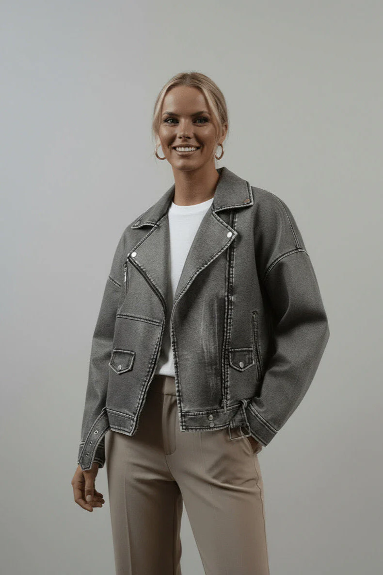 Saskia | Oversize Bikerjacke Kunstleder - Image 2