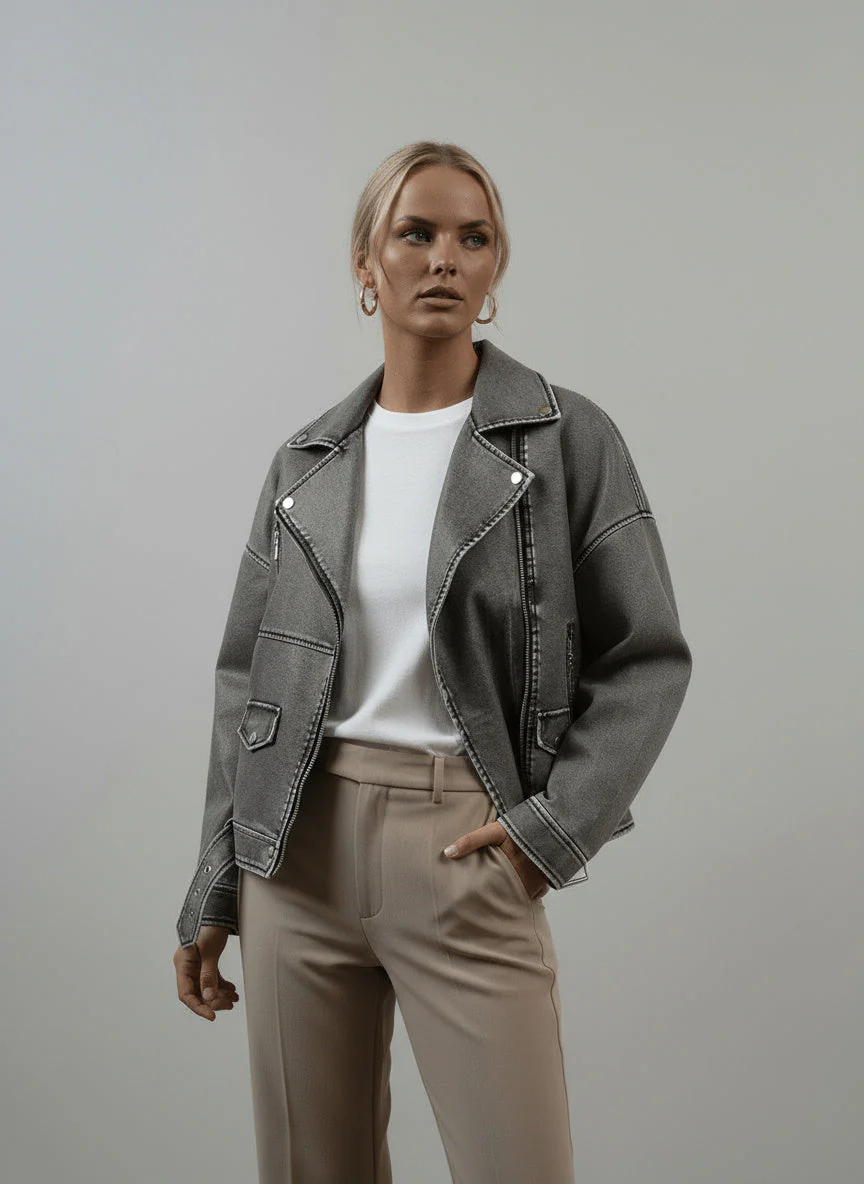 Saskia | Oversize Bikerjacke Kunstleder - Image 4