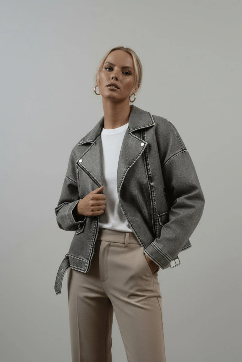 Saskia | Oversize Bikerjacke Kunstleder - Image 5