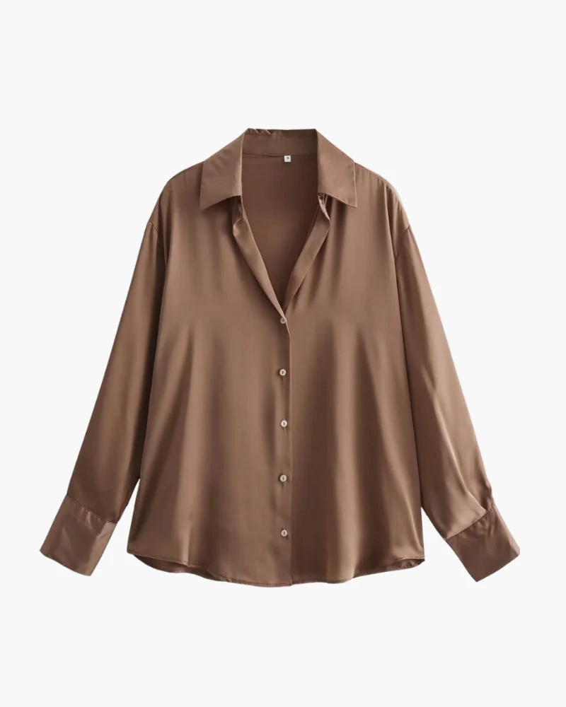 Satin-Style Damenbluse mit Knopfleiste – Elegant, Fließend & Zeitlos - Image 2