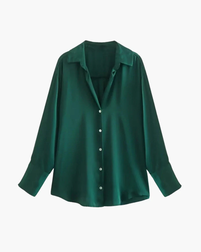 Satin-Style Damenbluse mit Knopfleiste – Elegant, Fließend & Zeitlos - Image 3