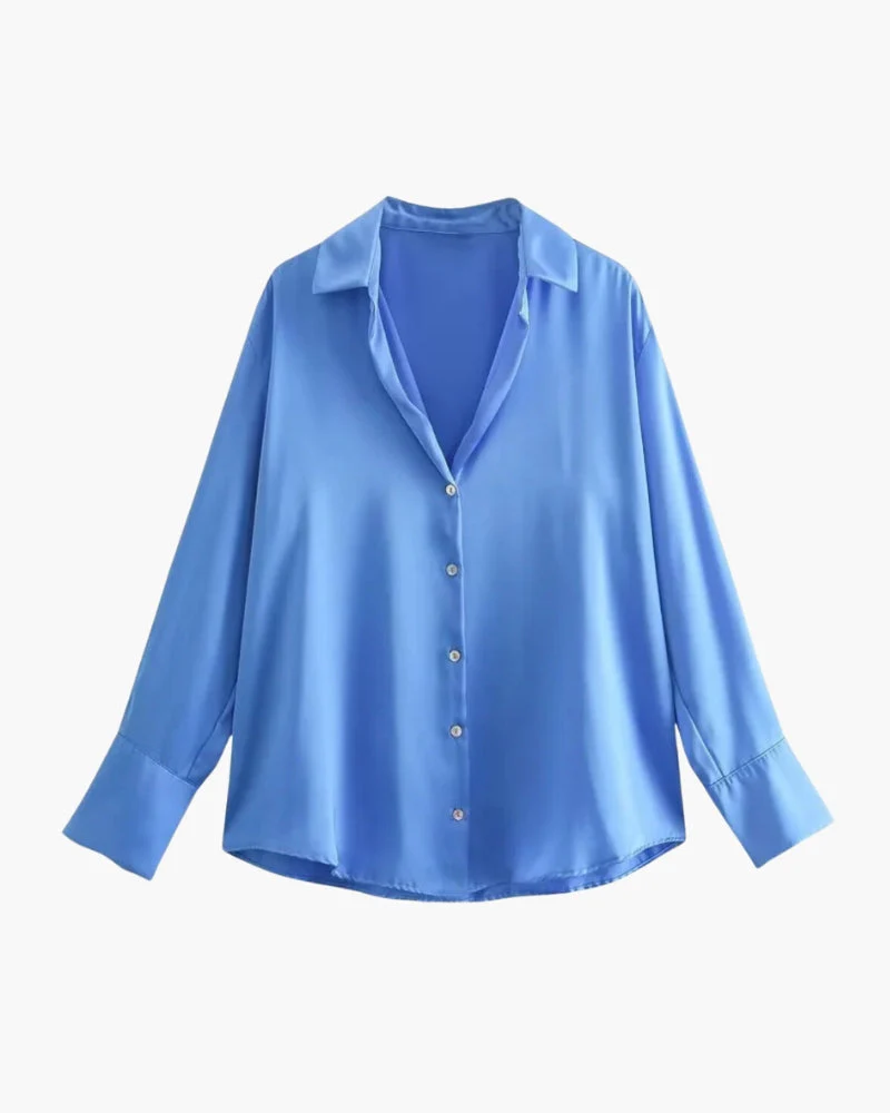 Satin-Style Damenbluse mit Knopfleiste – Elegant, Fließend & Zeitlos - Image 5