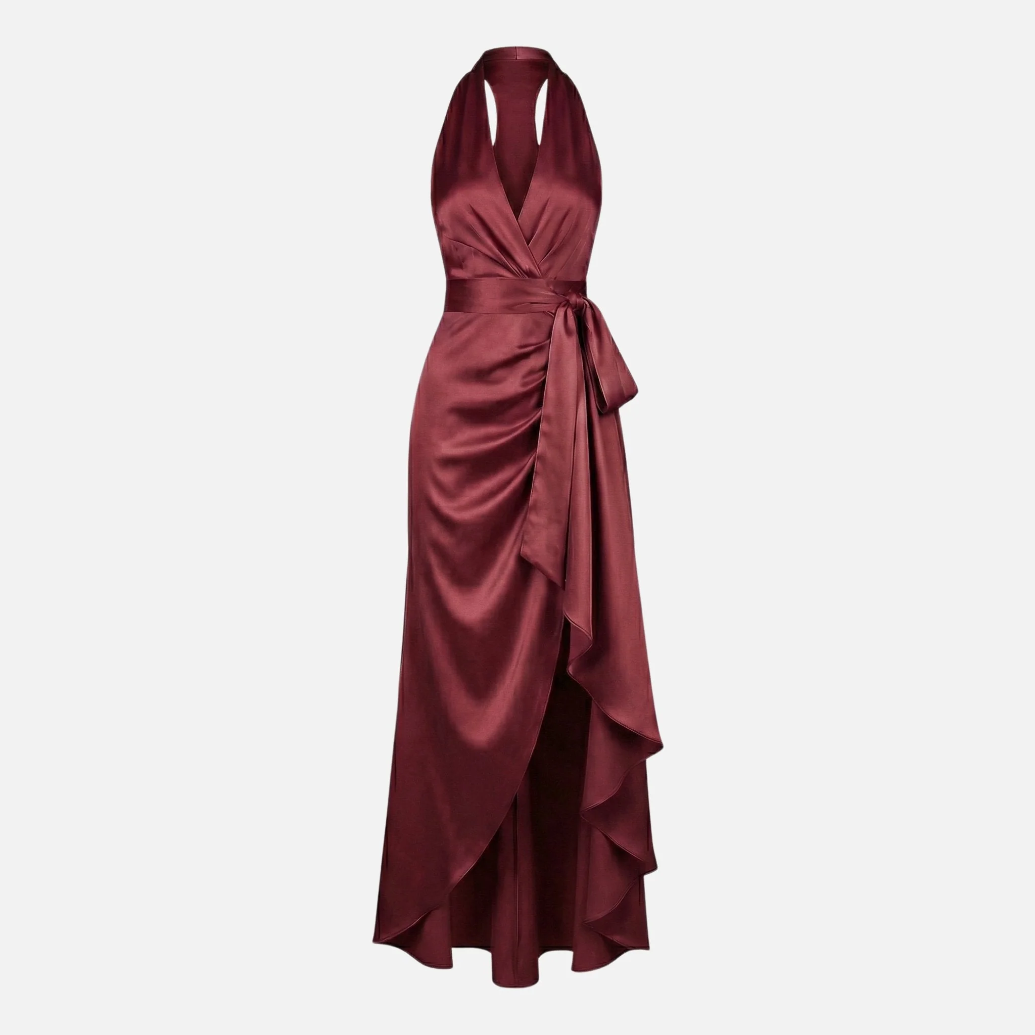 Diana | Damen Satin Wickel Maxikleid Neckholder – Satin Maxi Elegantes Kleid - Image 8