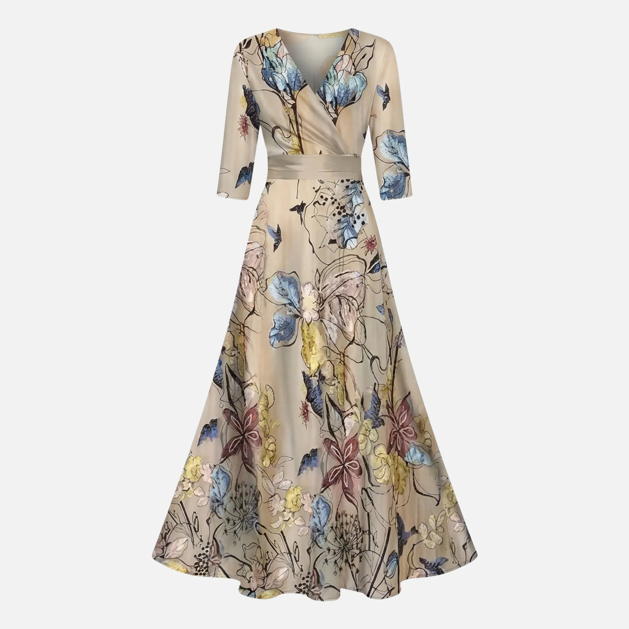Vera | Damen Satin Wickelkleid V-Ausschnitt Maxilänge – Satin Wickel Maxi - Image 10