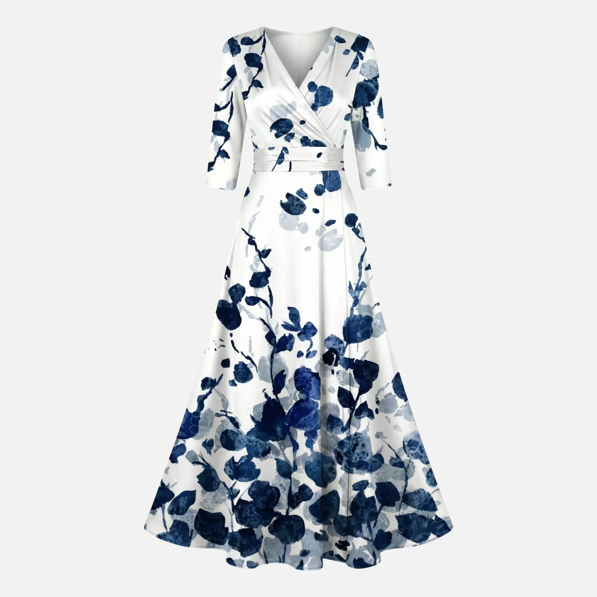 Vera | Damen Satin Wickelkleid V-Ausschnitt Maxilänge – Satin Wickel Maxi - Image 7